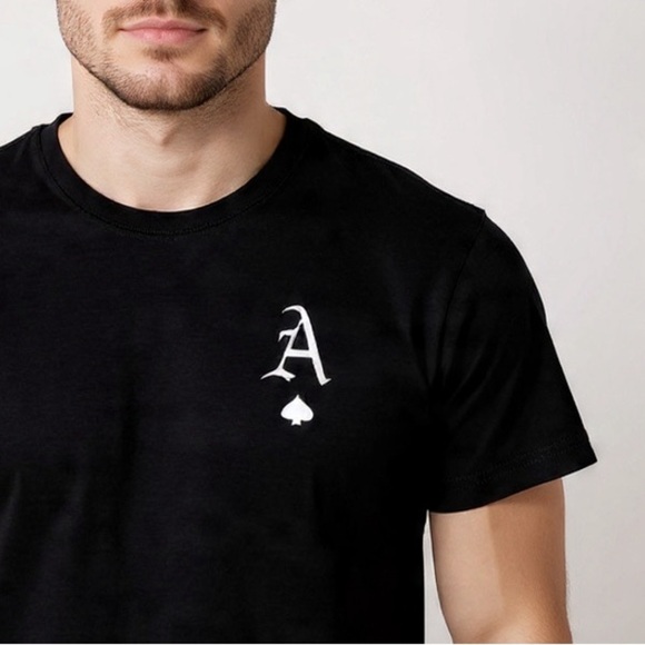 NWT Ace Logo Graphic T-Shirt – Slim Fit Short Sleeve Crewneck – Black - Picture 4 of 8